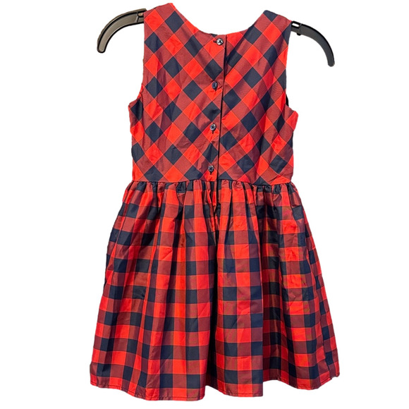 Cat & Jack Red and Blue Plaid Sleeveless Formal Dress with Bow Size M 7/8 - Picture 3 of 4
